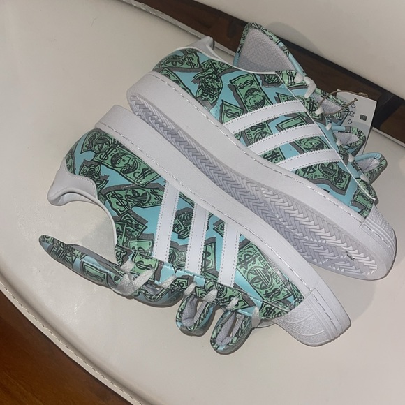 ADIDAS ORIGINALS JEREMY SCOTT MONEY PRINT SUPERSTAR SHOES NEW NO BOX - Picture 3 of 8